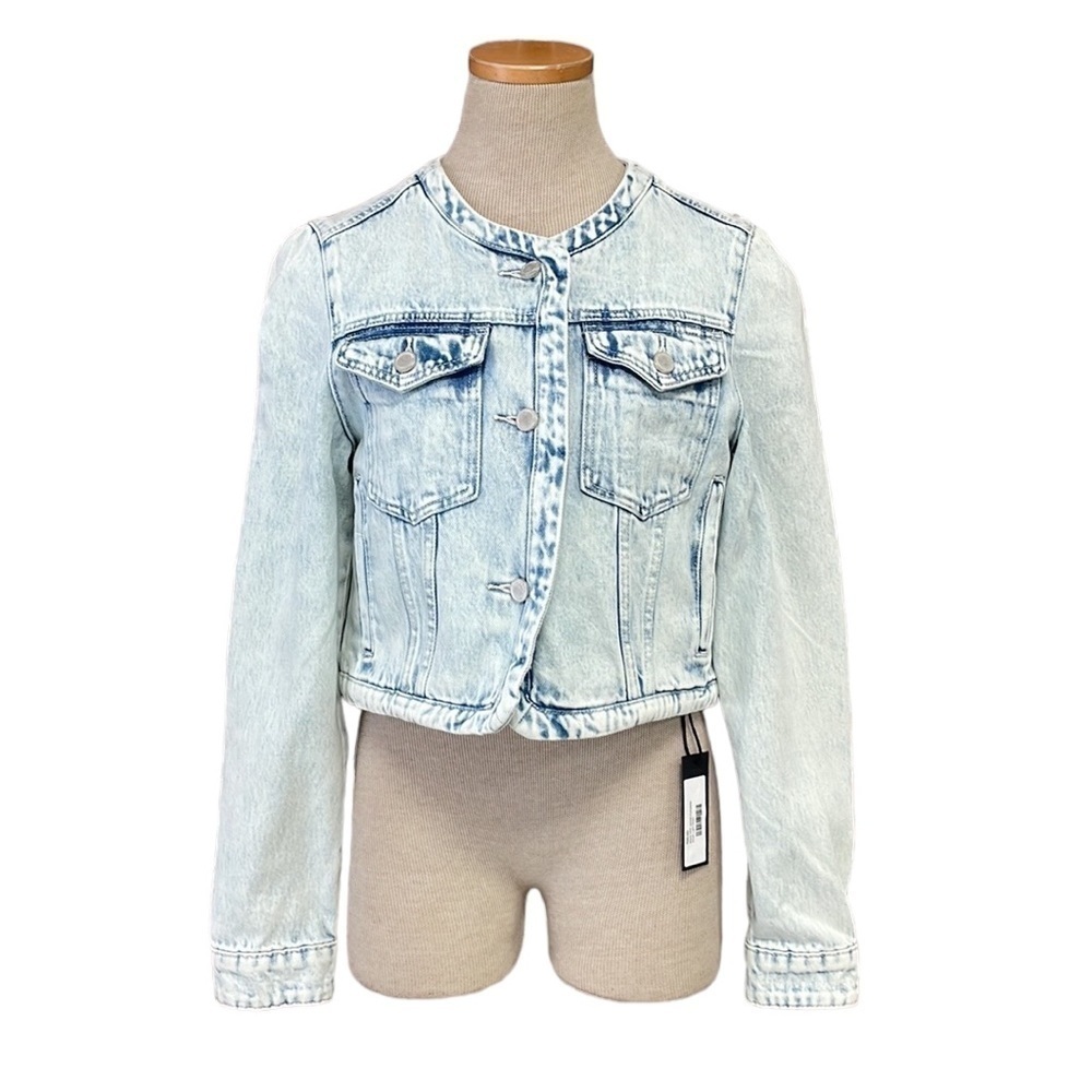 Blank NYC NWT Cropped Jacket Light Acid Wash Blue Denim Size Small